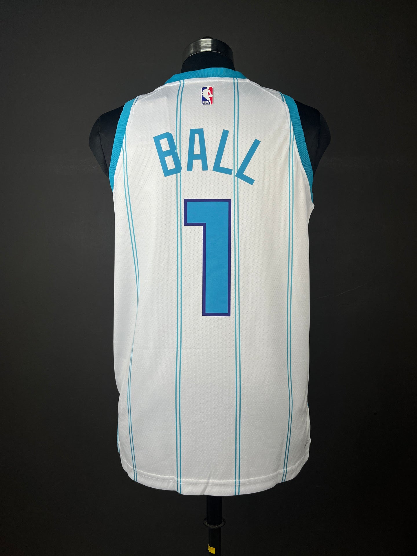 BALL 1 White Charlotte Hornets Heat Pressed Edition NBA Jersey