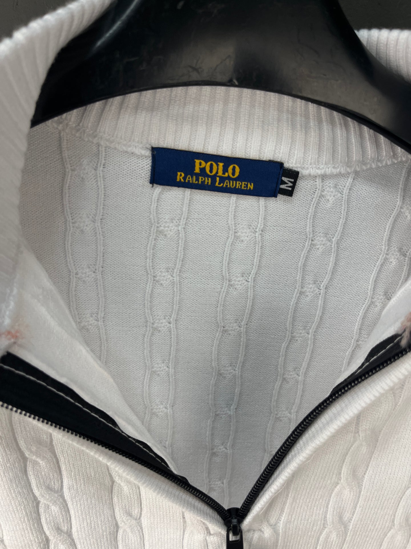 Ralph Lauren Quarter Zip Half Neck Soft Sweater White