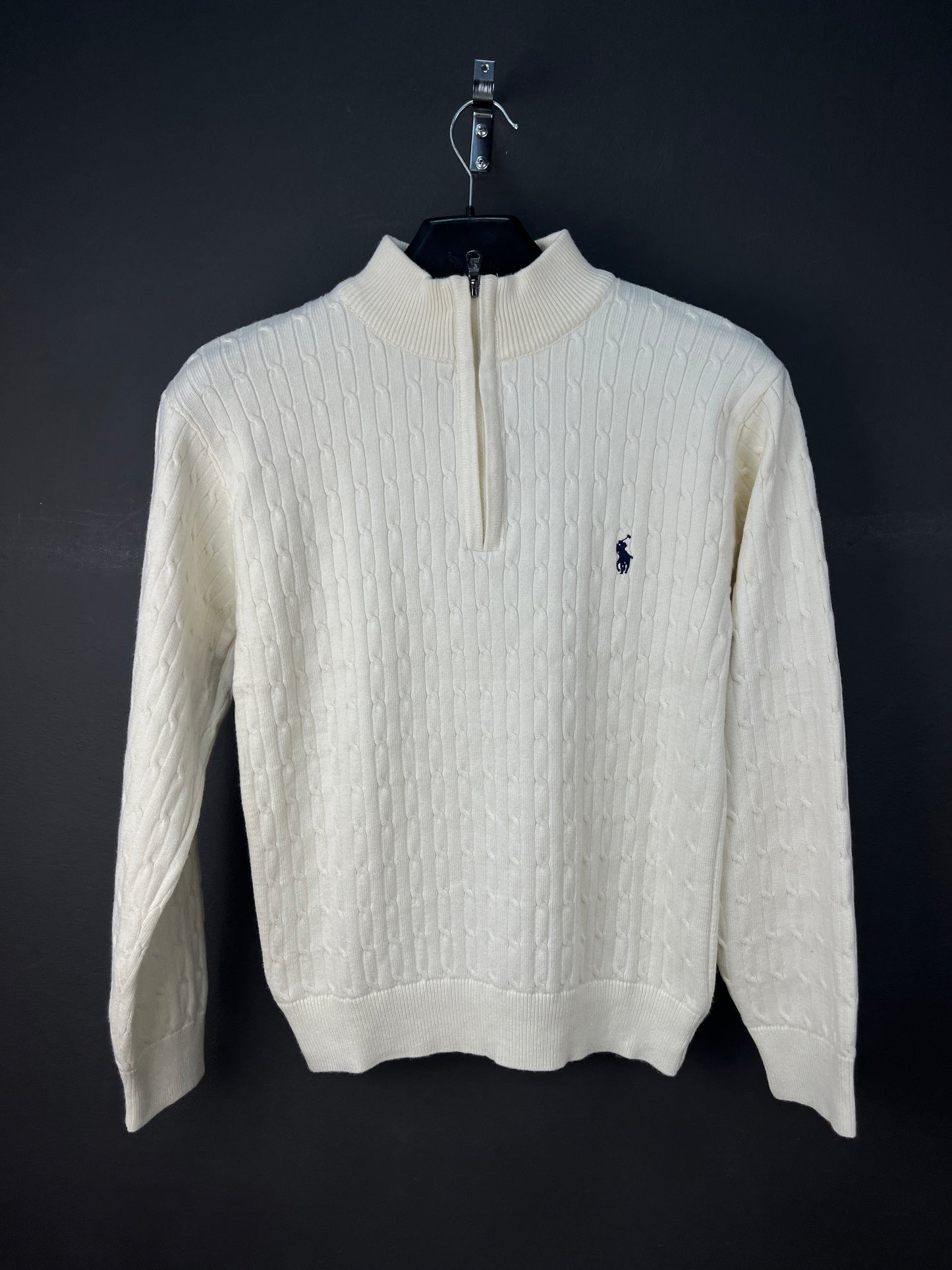 Ralph Lauren Quarter Zip Half Neck Soft Sweater Off White