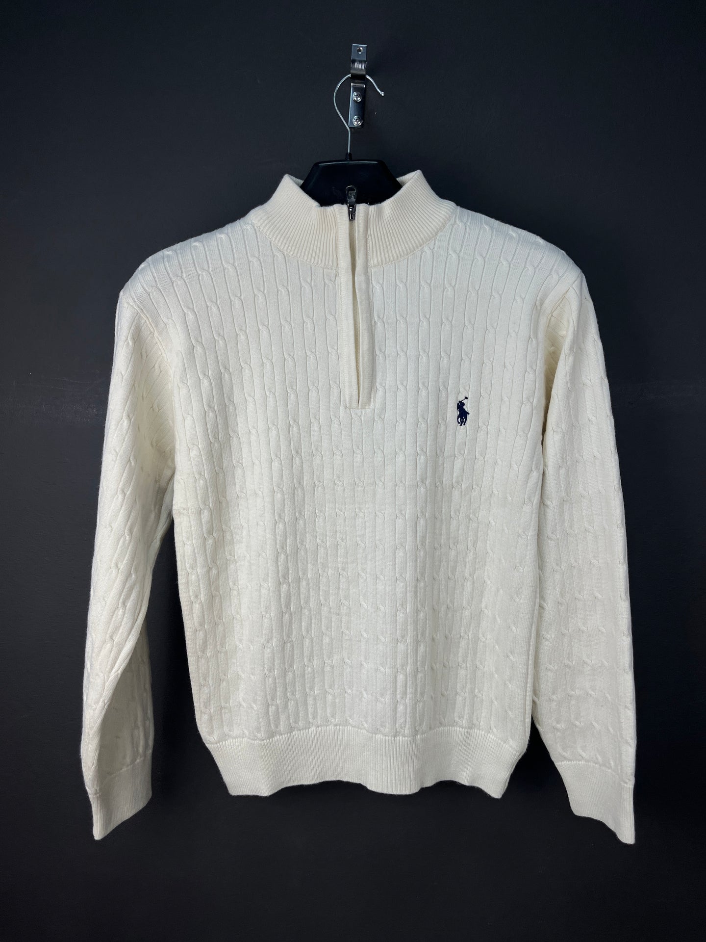 Ralph Lauren Quarter Zip Half Neck Soft Sweater Off White