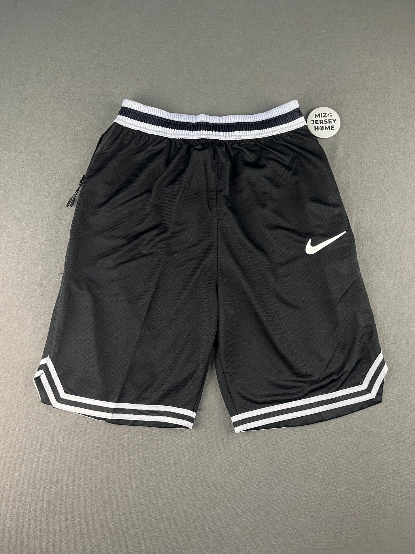 Nike Men’s Black Mesh Basketball Shorts with White Trim