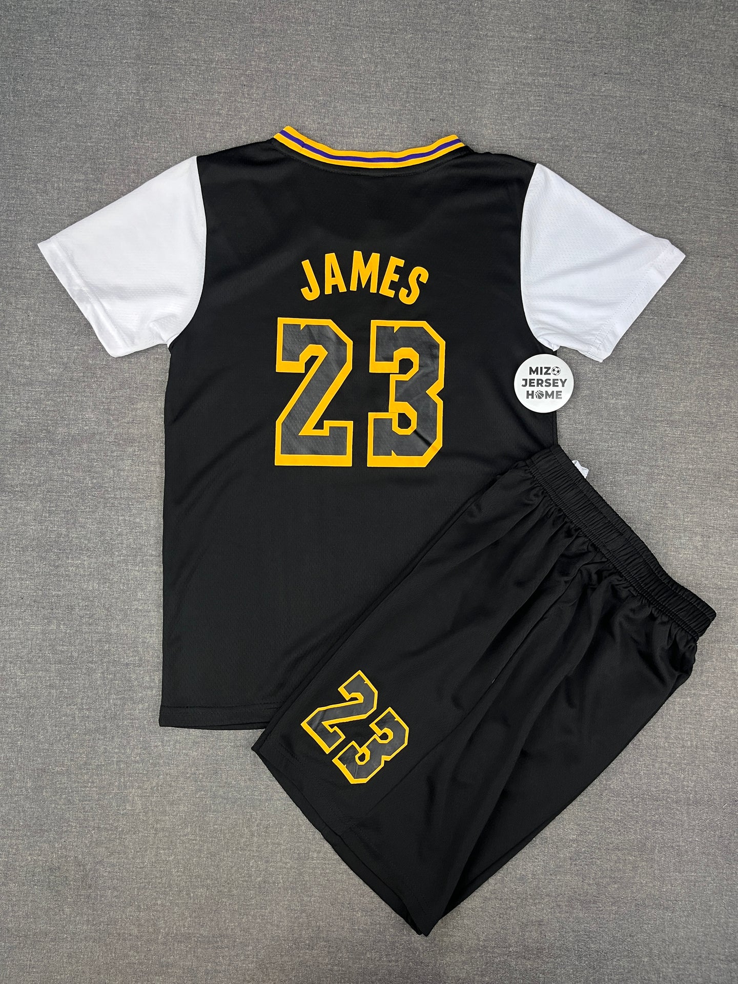 LEBRON JAMES 23 Black Lakers Kids Jersey Set