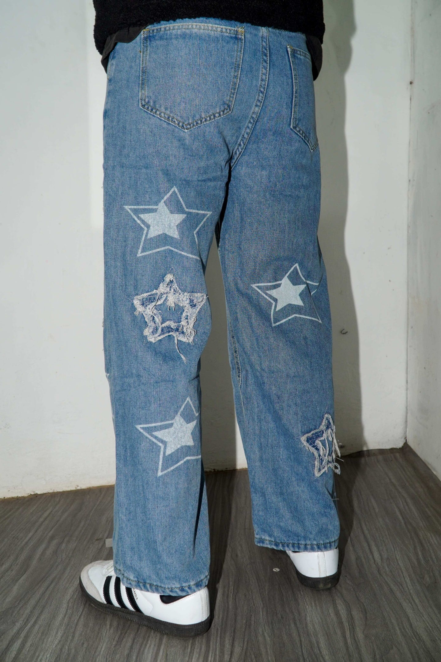 Star Patch Embroidery Unisex Baggy Jeans