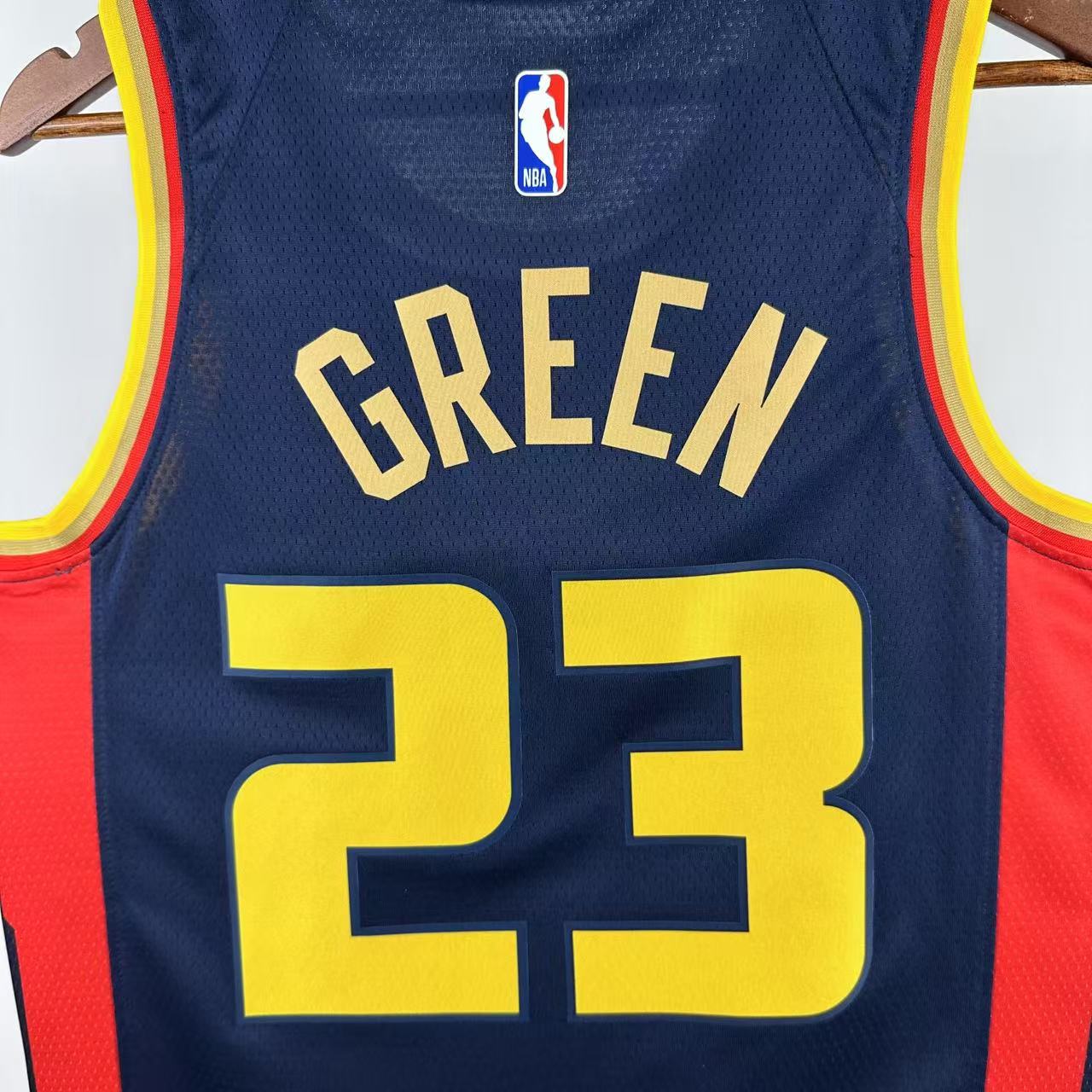 GREEN 23 Dark Blue Golden State Warriors Heat Pressed Edition NBA Jersey