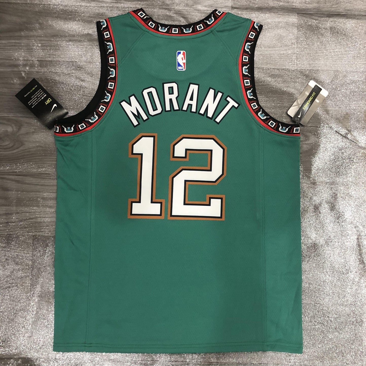 MORANT 12 Green Memphis Grizzlies Heat Pressed Edition NBA Jersey