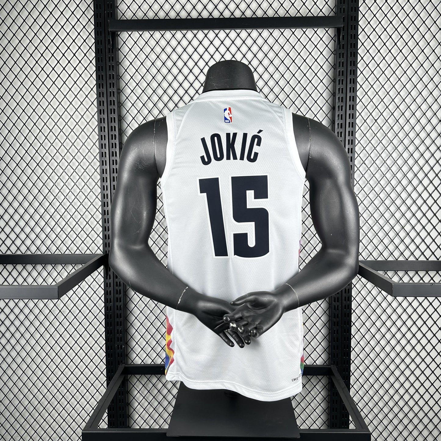 JOKIC 15 White Denver Nuggets Heat Pressed Edition NBA Jersey