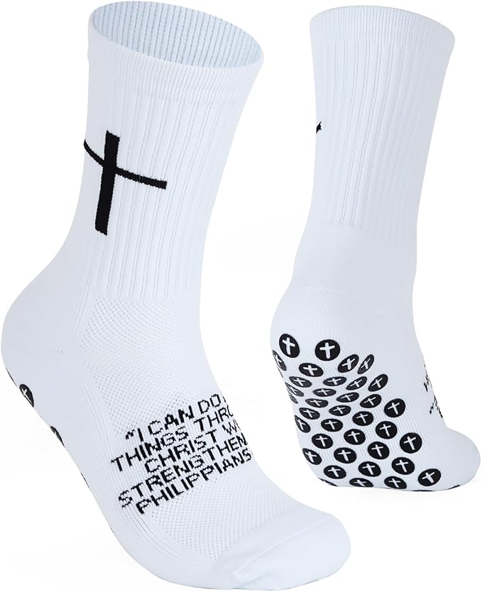 Cross White Grip Socks Crew