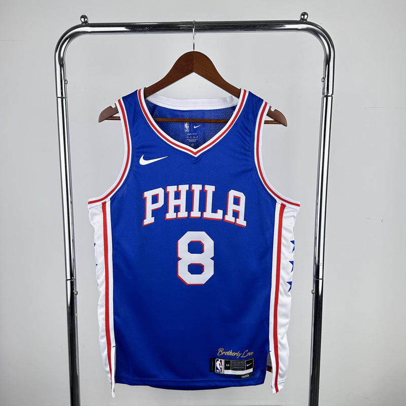GEORGE 8 Blue Philadelphia 76ers Heat Pressed Edition NBA Jersey