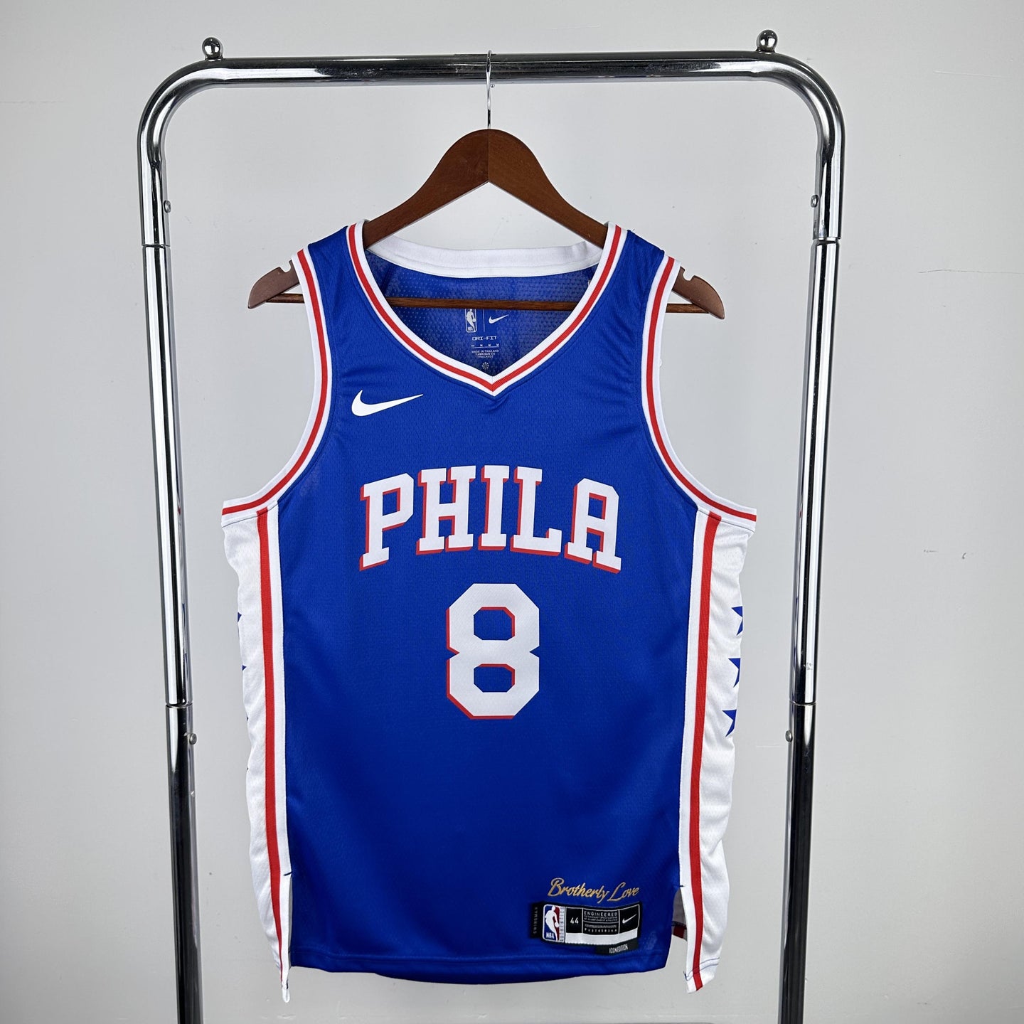 GEORGE 8 Blue Philadelphia 76ers Heat Pressed Edition NBA Jersey