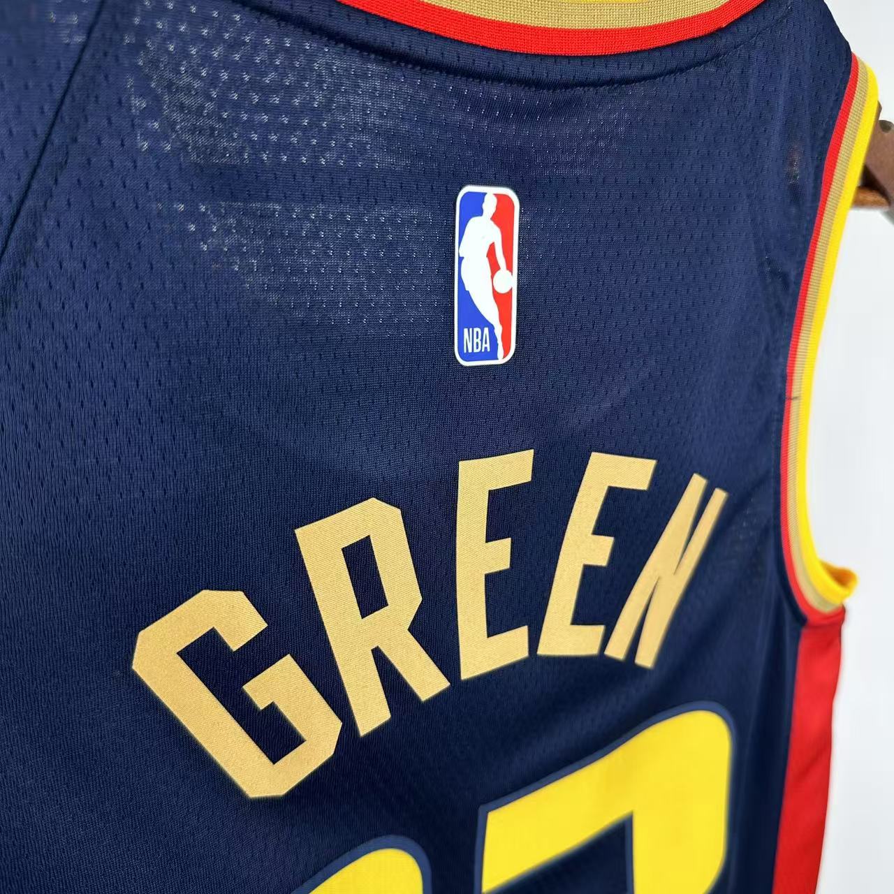 GREEN 23 Dark Blue Golden State Warriors Heat Pressed Edition NBA Jersey