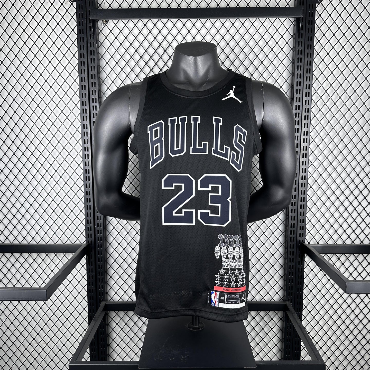 JORDAN 23 Black Chicago Bulls Heat Pressed Edition NBA Jersey