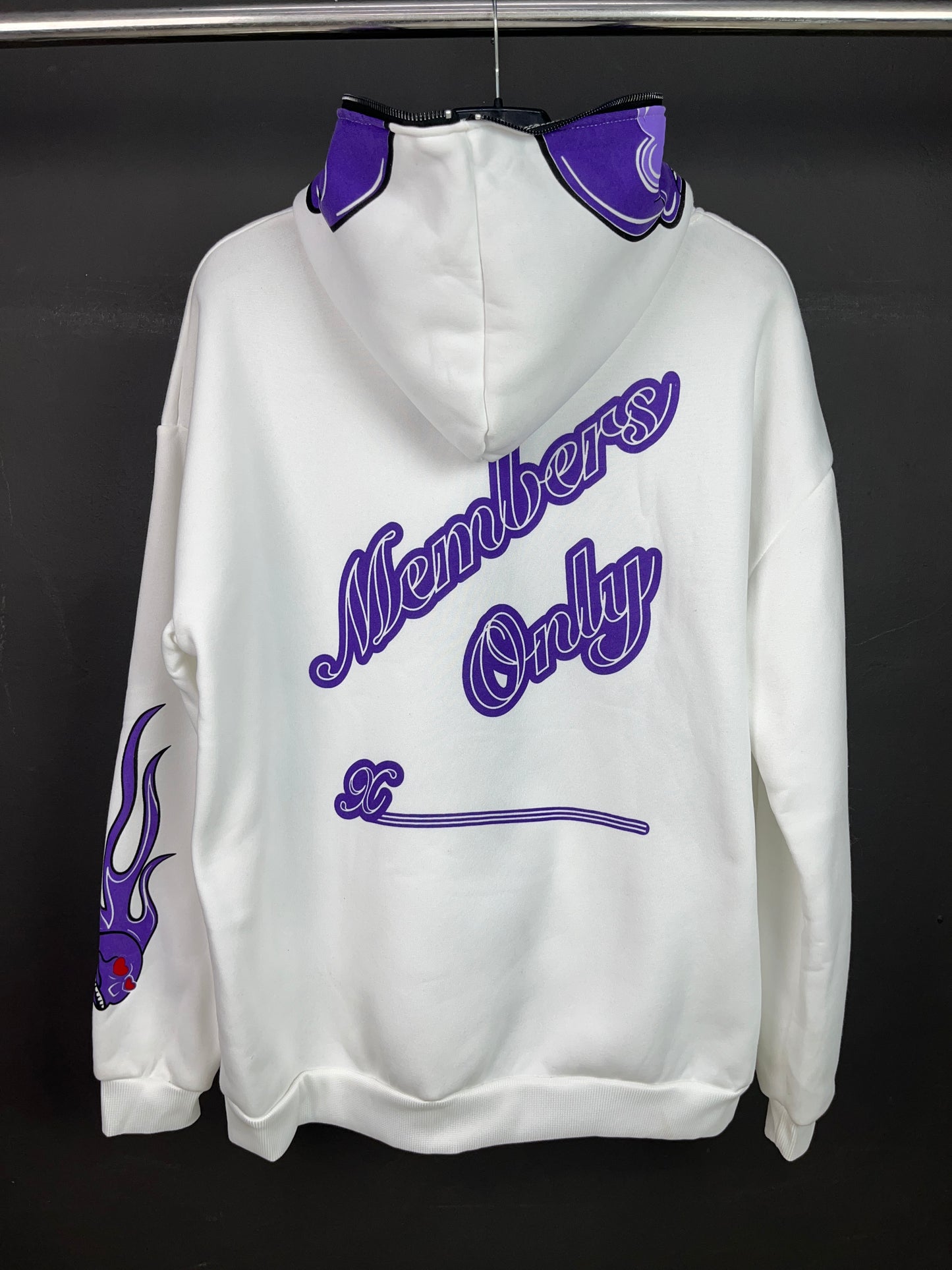Halloween Flame & Skull Zip-Up Hoodie White