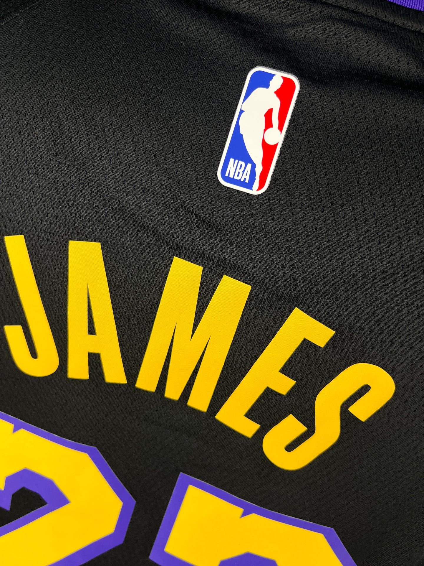 JAMES 23 Black Los Angeles Lakers Heat Pressed Edition NBA Jersey