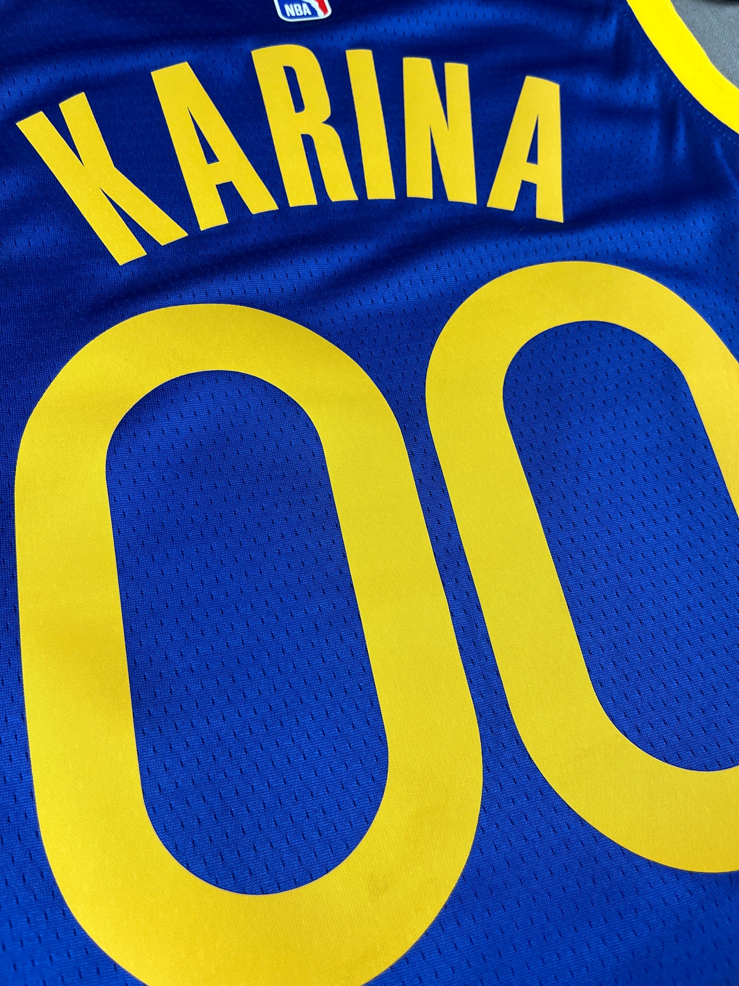 KARINA 00 Blue Golden State Warriors Heat Pressed Edition NBA Jersey