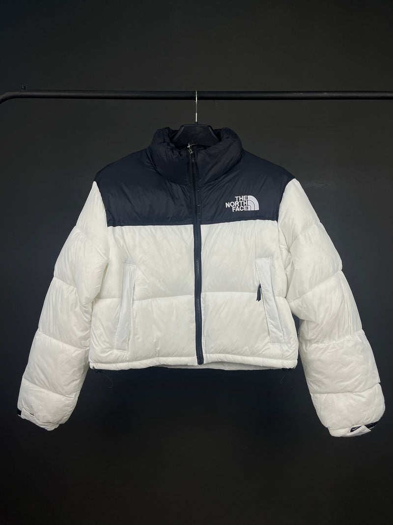 The North Face Cropped White/Black Puffer Jacket
