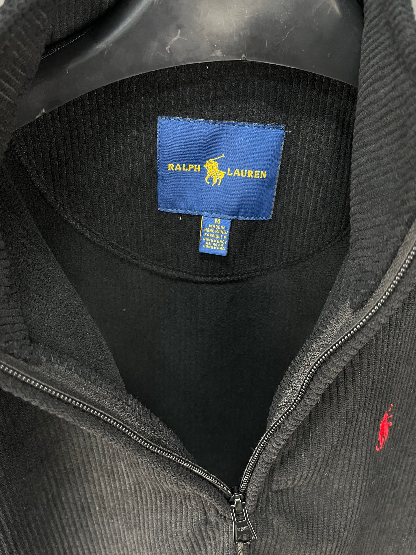 Ralph Lauren Quarter Zip Black Sweater with Red Logo