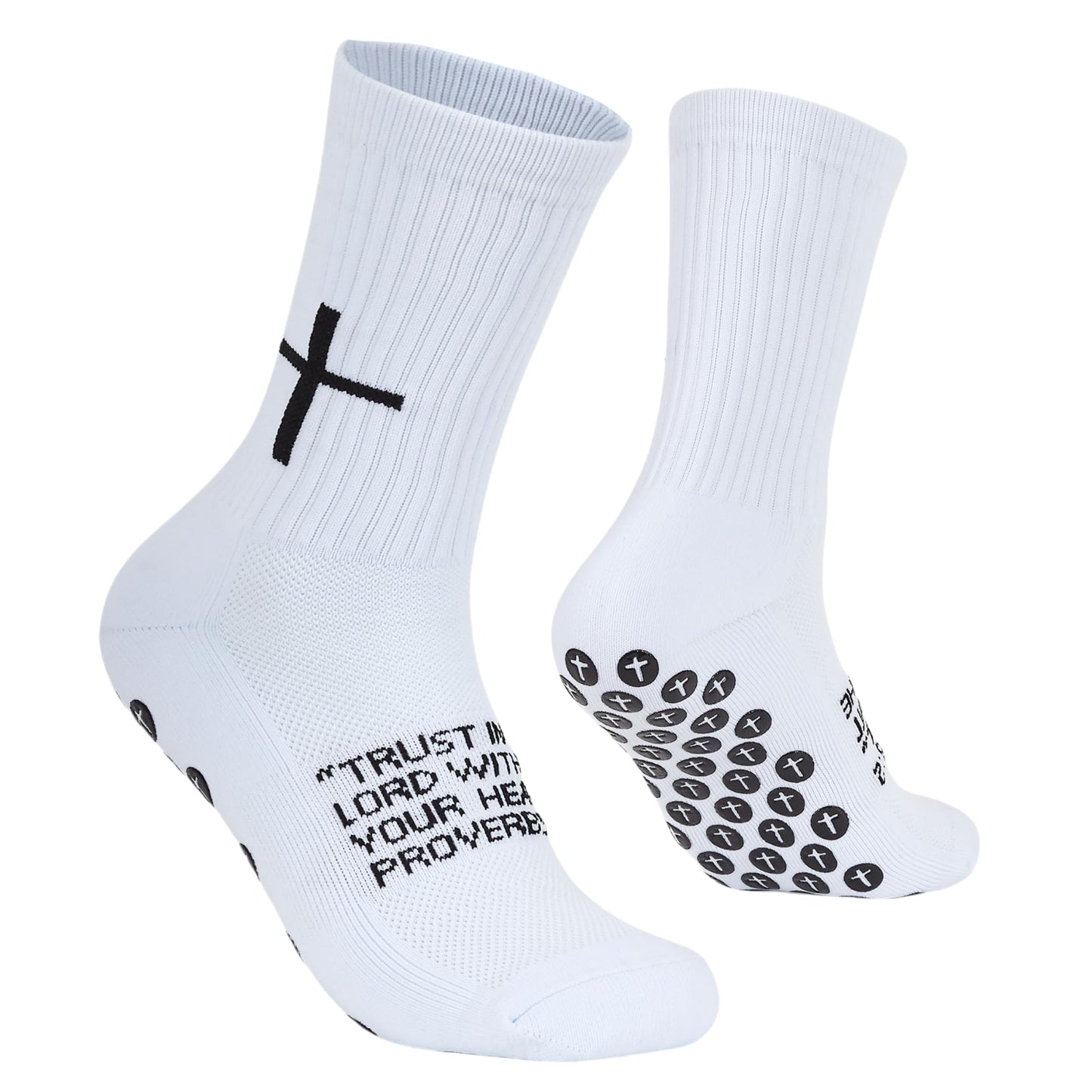 Cross White Grip Socks Crew