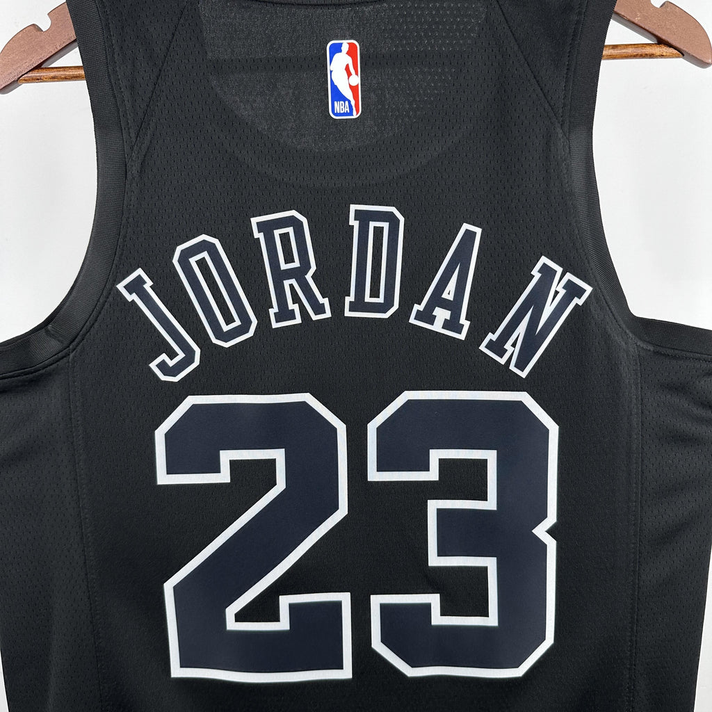 JORDAN 23 Black Chicago Bulls Heat Pressed Edition NBA Jersey