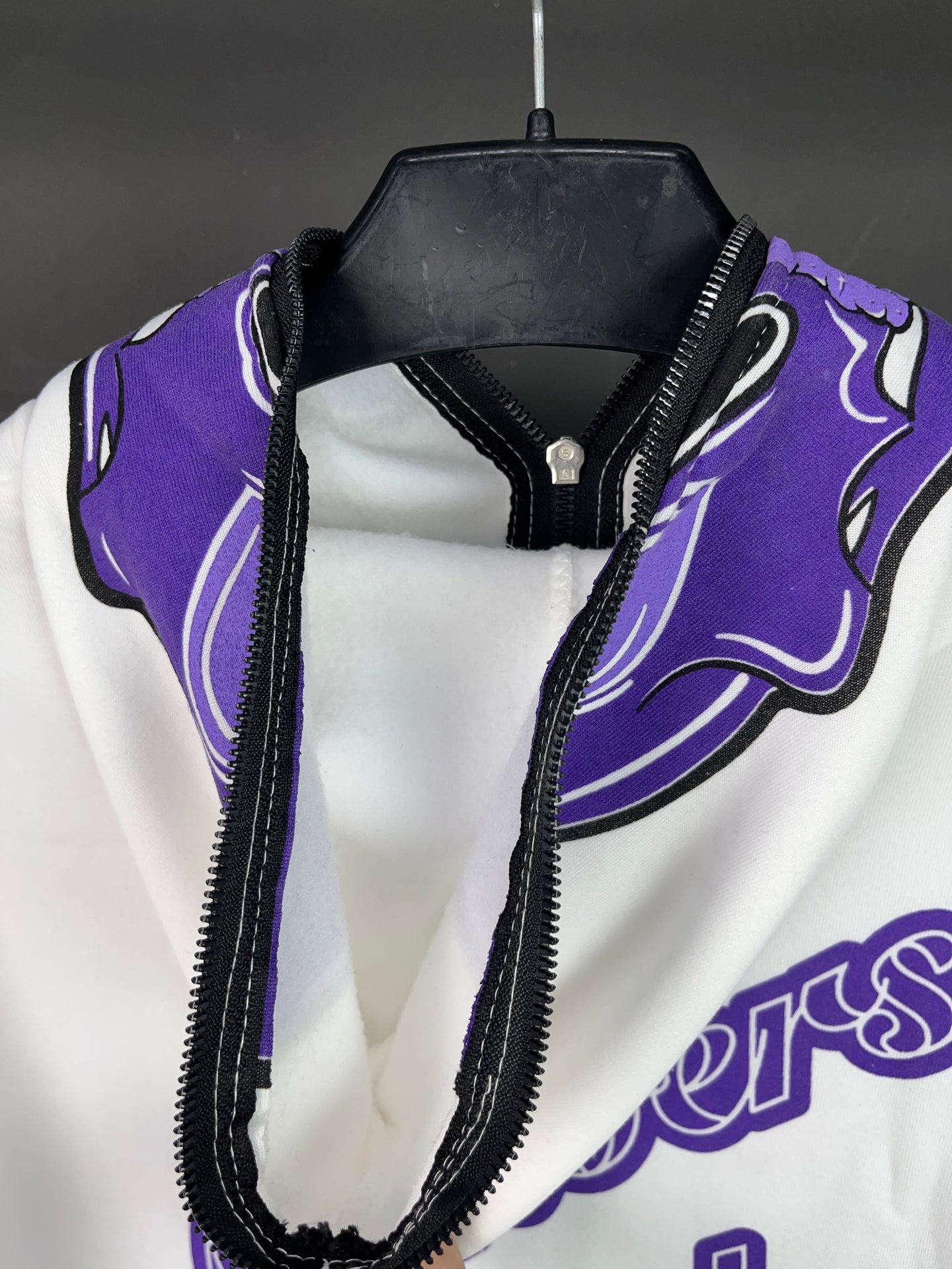 Halloween Flame & Skull Zip-Up Hoodie White