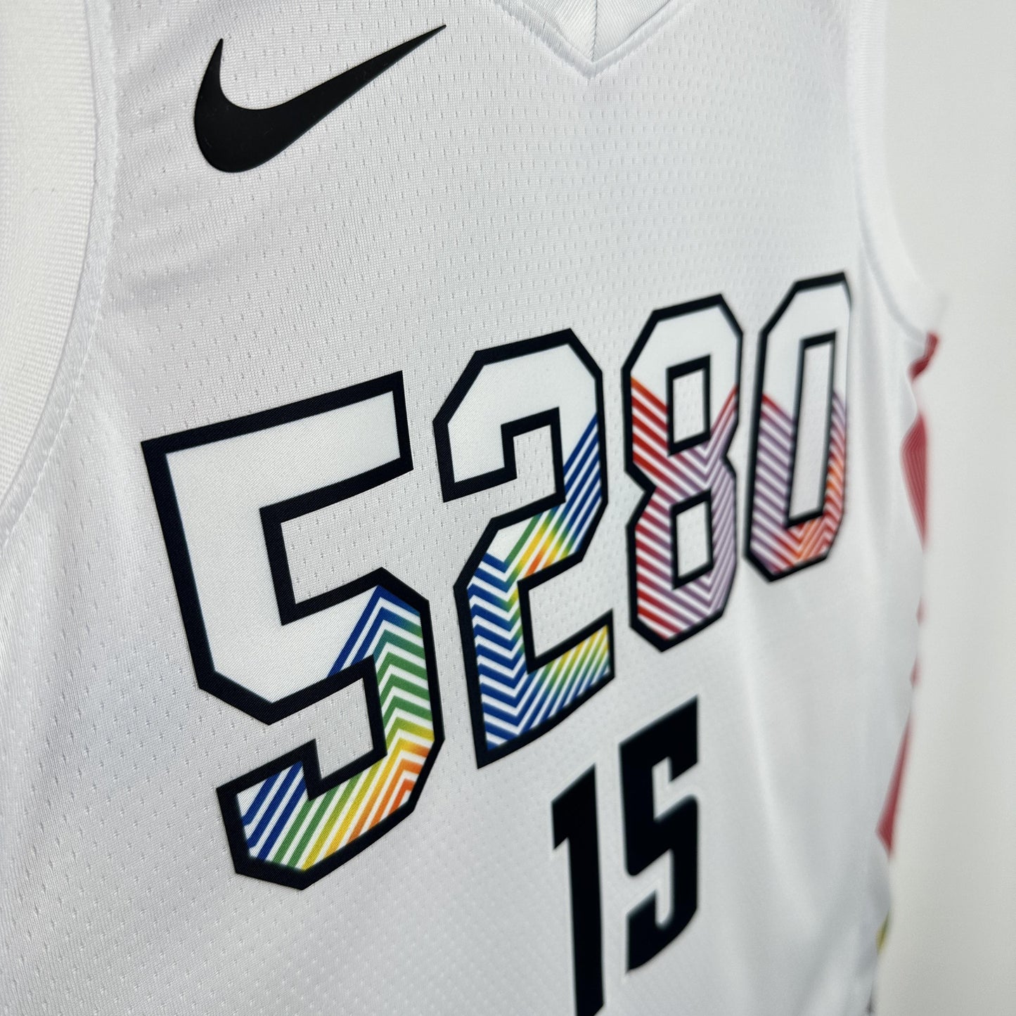 JOKIC 15 White Denver Nuggets Heat Pressed Edition NBA Jersey