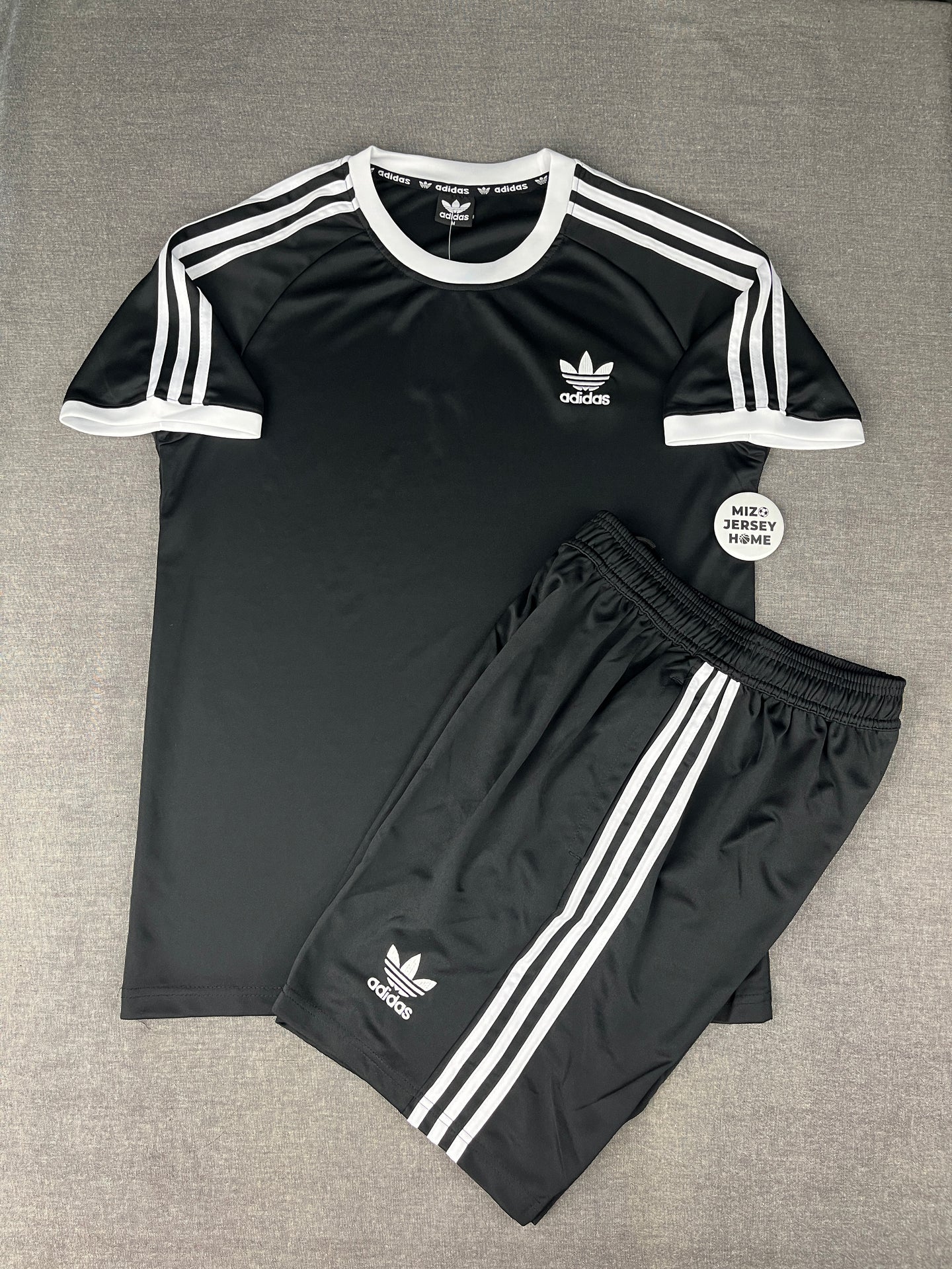 Adidas Black T-Shirt & Shorts Set – Classic Three Stripes