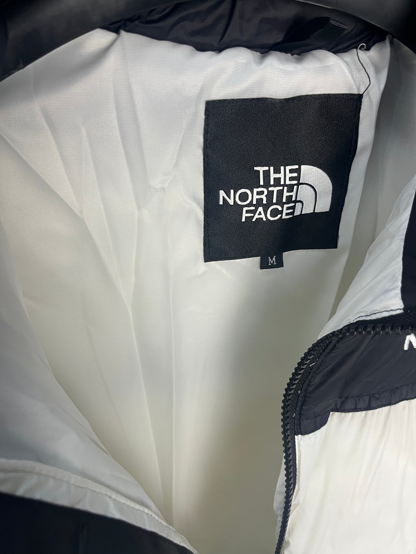 The North Face Cropped White/Black Puffer Jacket