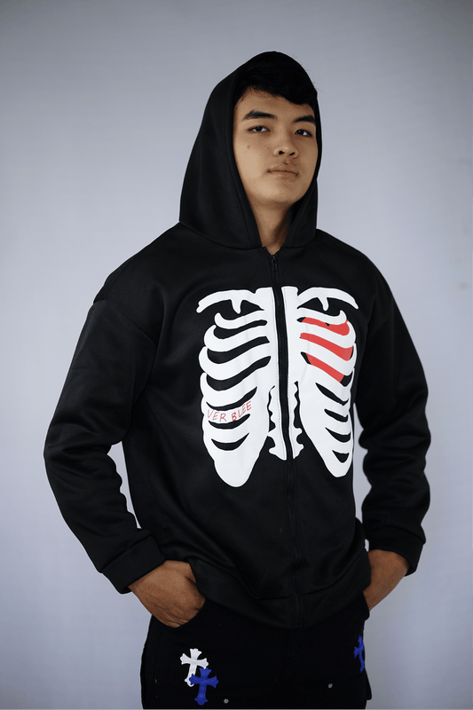 Skeleton & Heart Black Hoodie