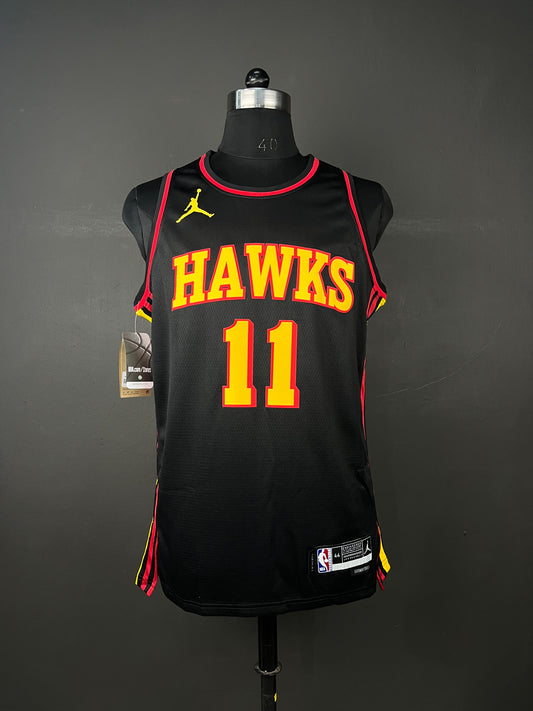 YOUNG 11 Black Atlanta Hawks Heat Pressed Edition NBA Jersey