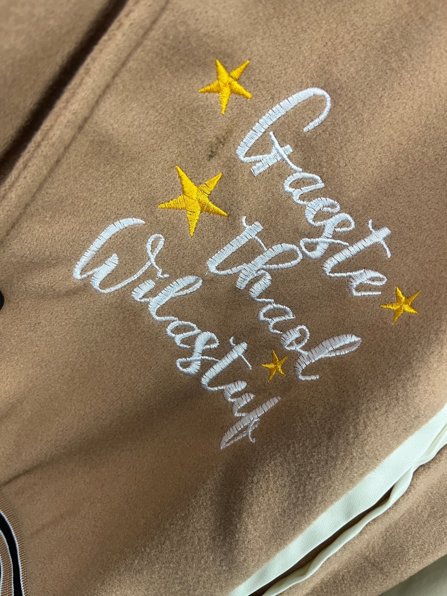 Beige/White Varsity Jacket