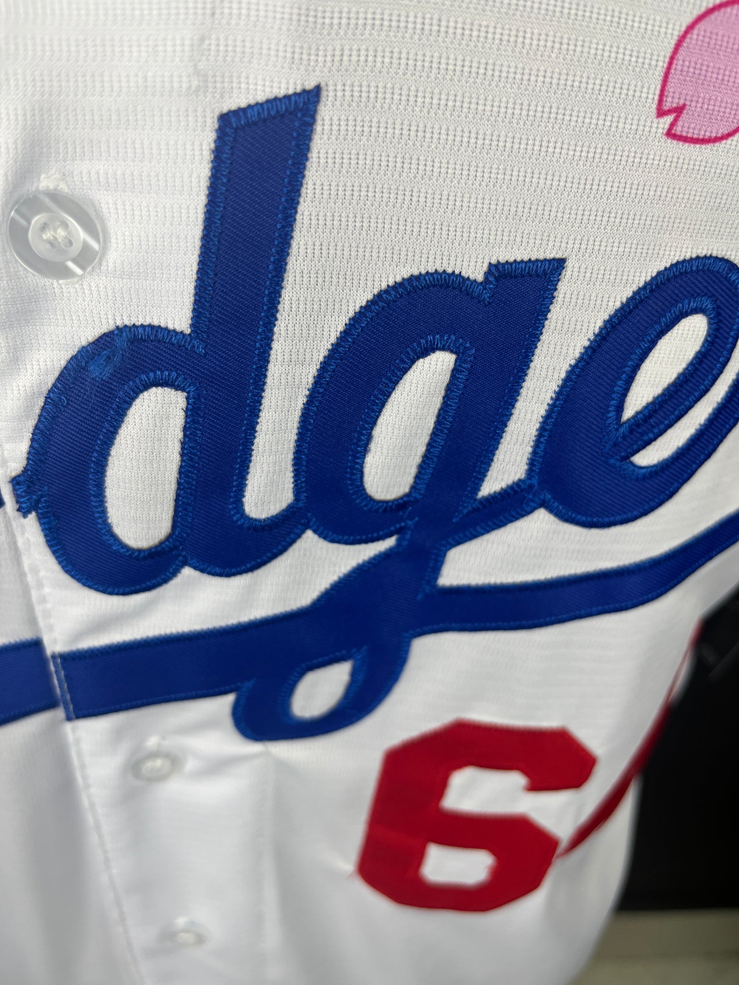 MOMO 64 Dodgers White TWICE Edition Cherry Blossom MLB Jersey