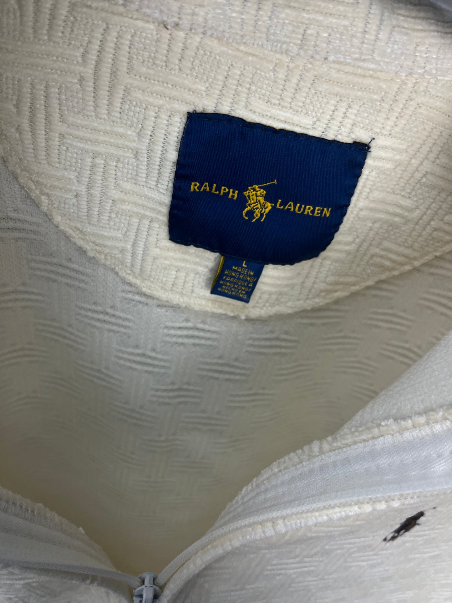 Ralph Lauren Velvet Zip-up White Sweater