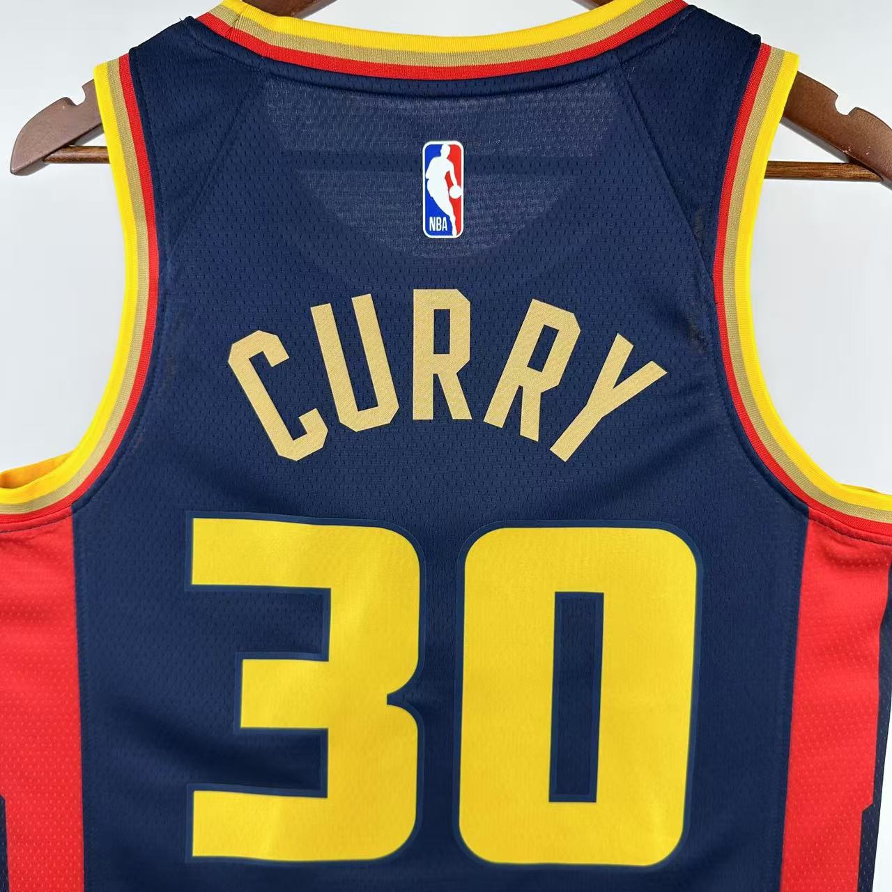 CURRY 30 Dark Blue Golden State Warriors Heat Pressed Edition NBA Jersey