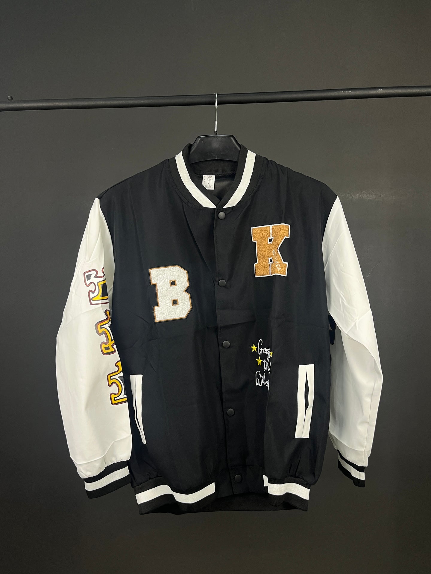 Black With White Trim Varsity Jacket