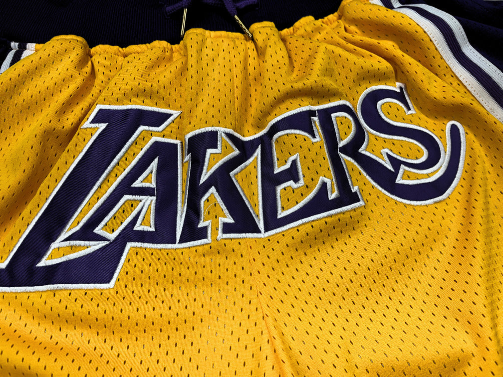 Lakers Yellow Shorts Full Embroidery
