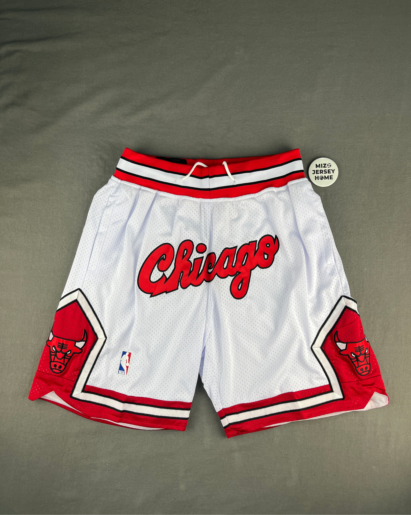 Chicago Bulls White Shorts Full Embroidery