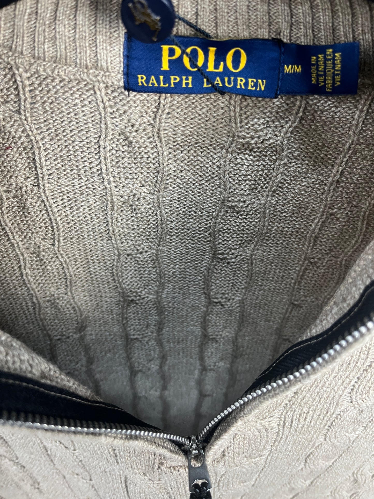 Ralph Lauren Patterned Sand Half Zip-up Sweater