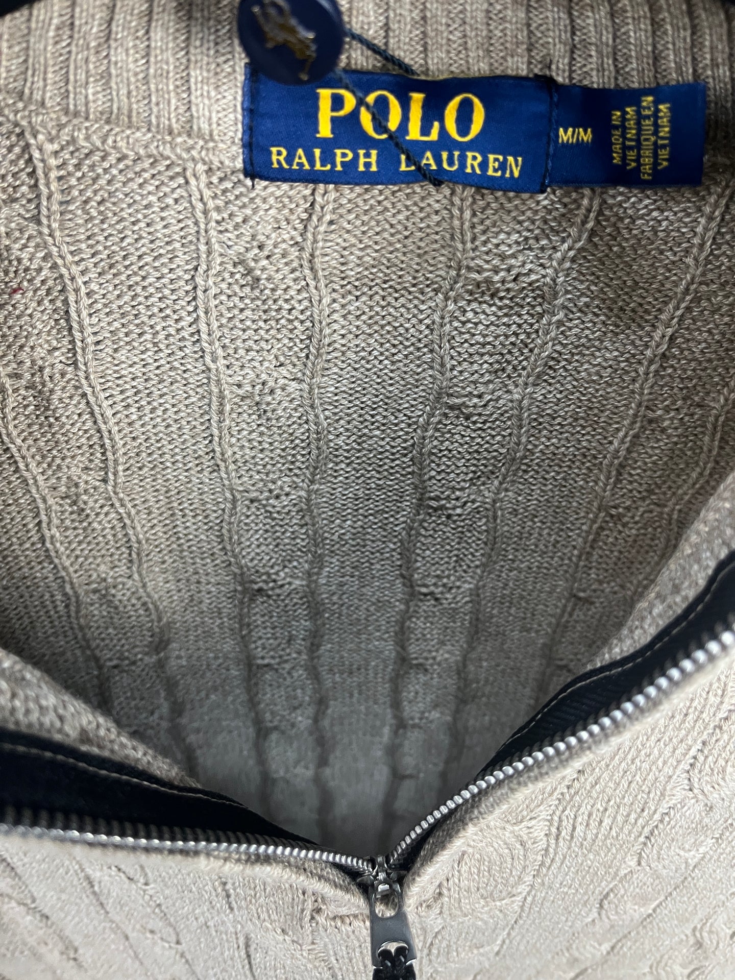 Ralph Lauren Patterned Sand Half Zip-up Sweater