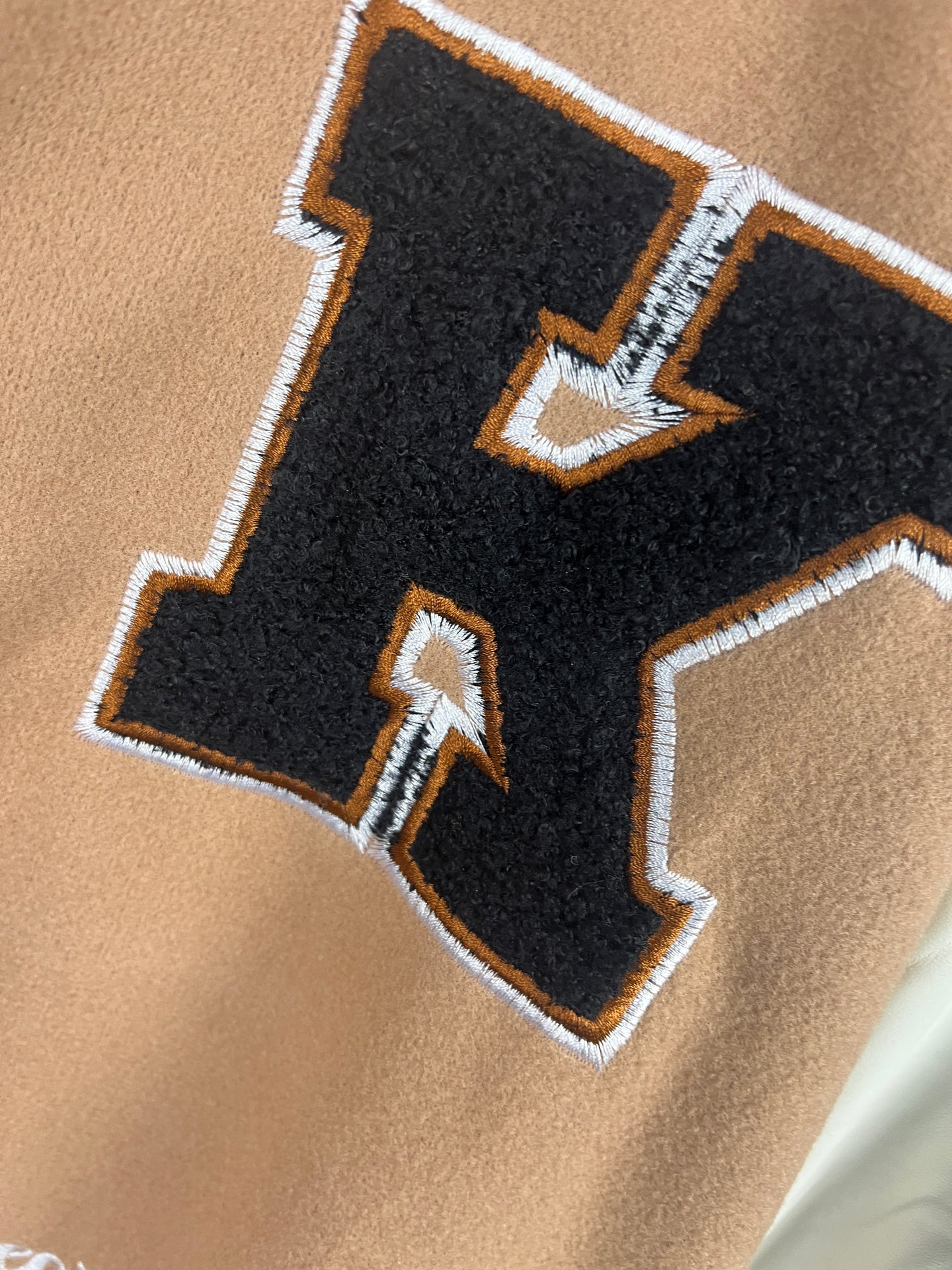 Beige/White Varsity Jacket