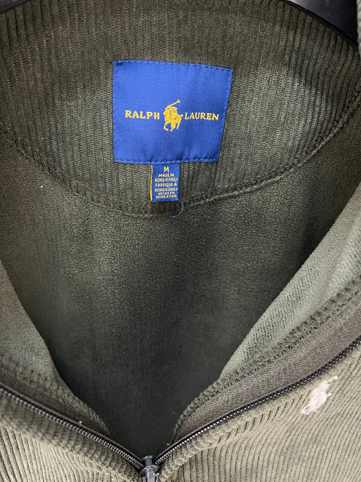 Ralph Lauren Quarter Zip Sweater Dark Green Logo White