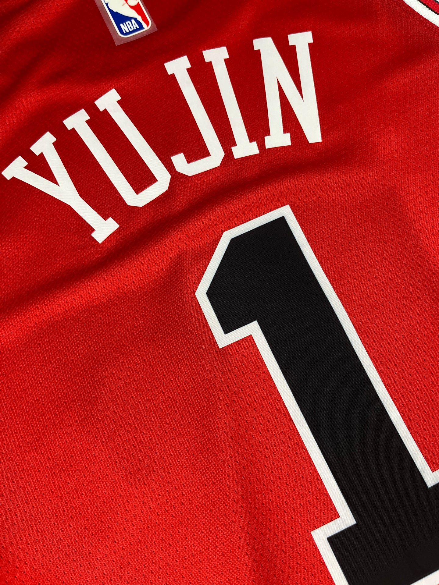 YUJIN 1 Red Chicago Bulls Heat Pressed Edition NBA Jersey