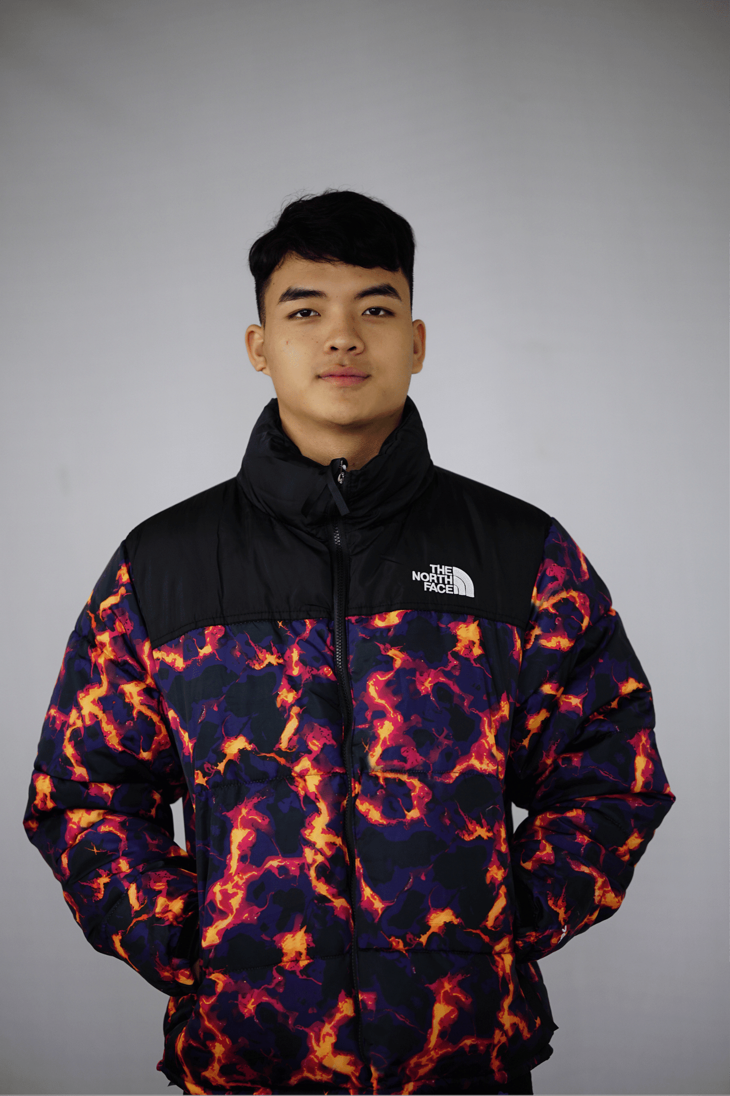 The North Face Lhotse Black & Marble Puffer Jacket