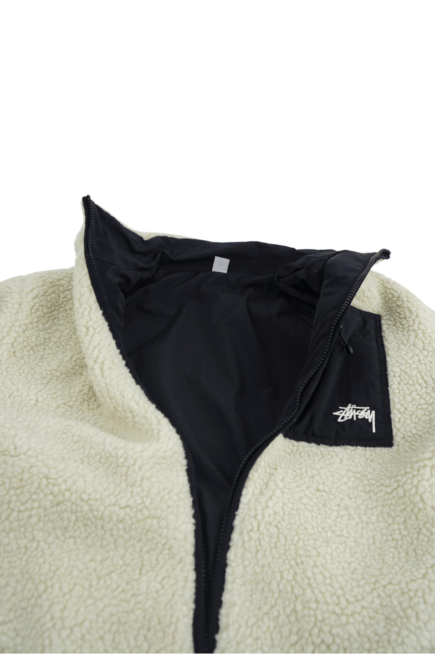 Stussy 8 Ball Sherpa Reversible Jacket White & Black
