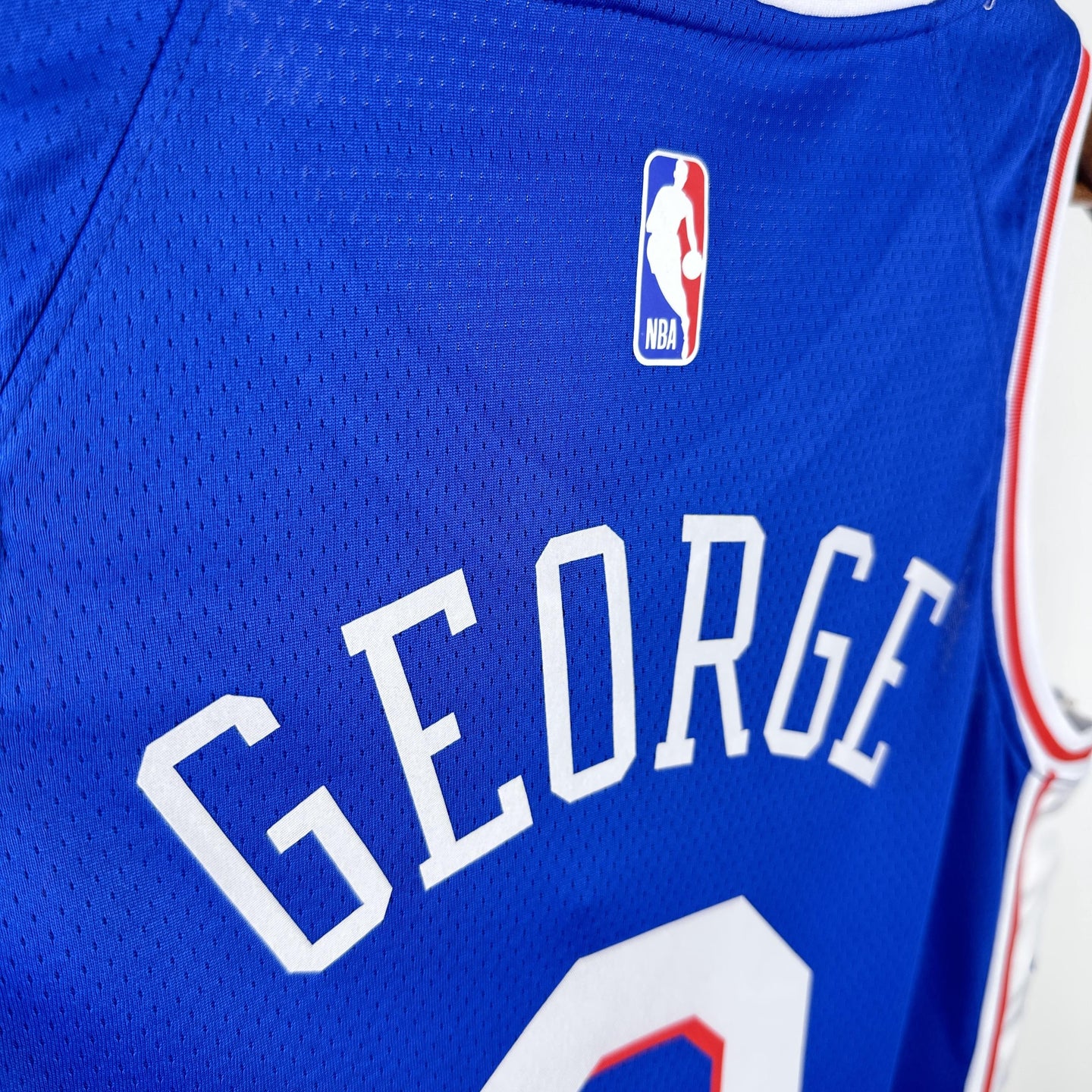 GEORGE 8 Blue Philadelphia 76ers Heat Pressed Edition NBA Jersey