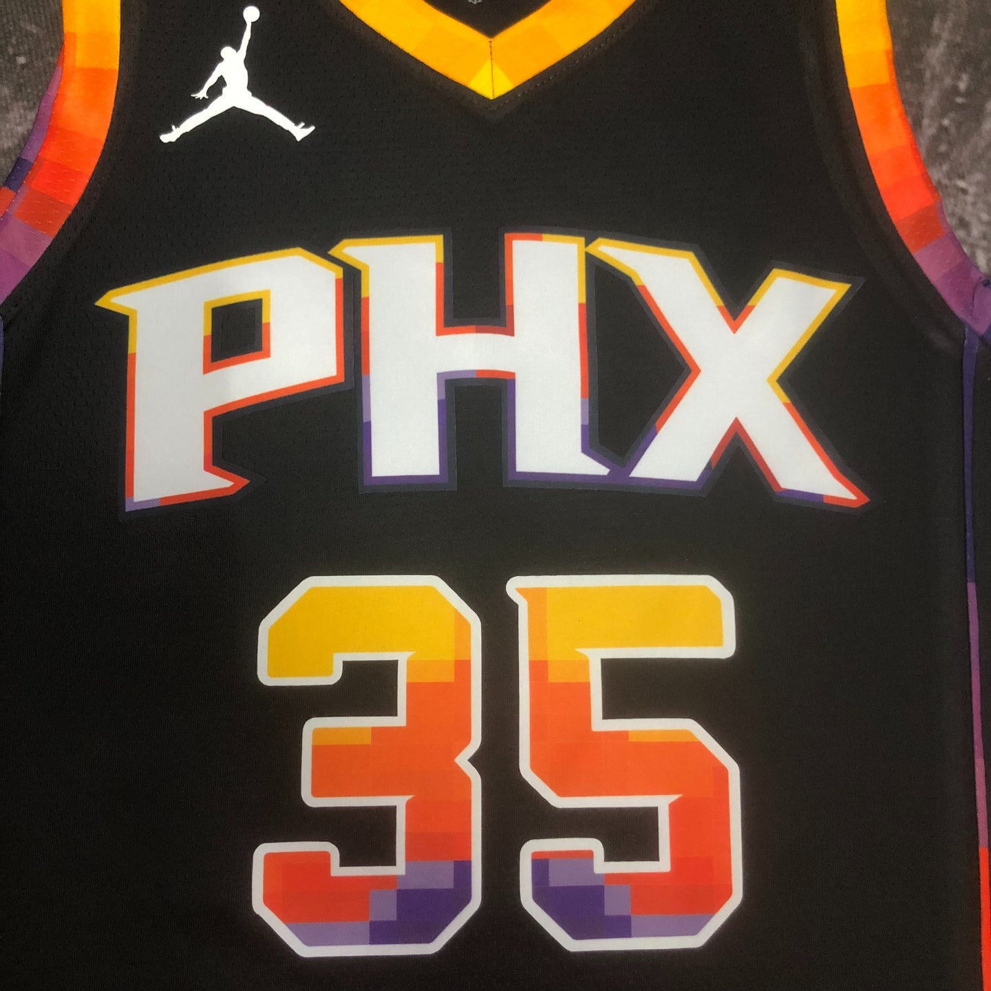 DURANT 35 Black Phoenix Suns  Heat Pressed Edition NBA Jersey