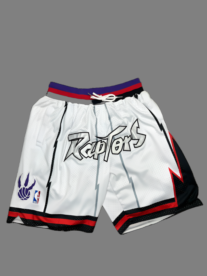 Toronto Raptors White Shorts Full Embroidery
