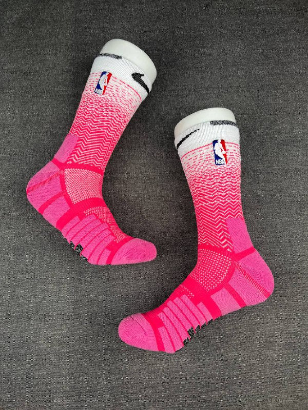 Nike White & Pink NBA Crew Socks