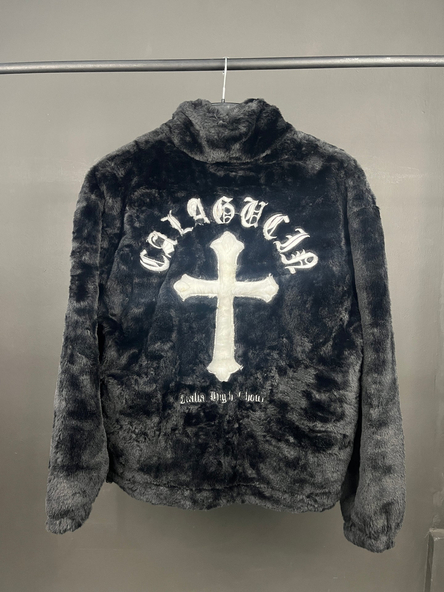 Cross Fleece Camo Black Fur Jacket