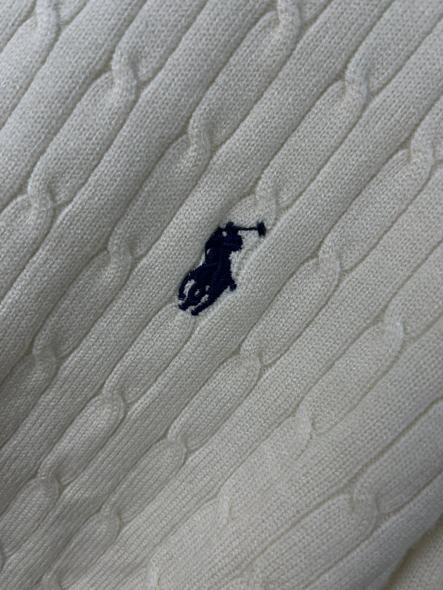 Ralph Lauren Quarter Zip Half Neck Soft Sweater Off White