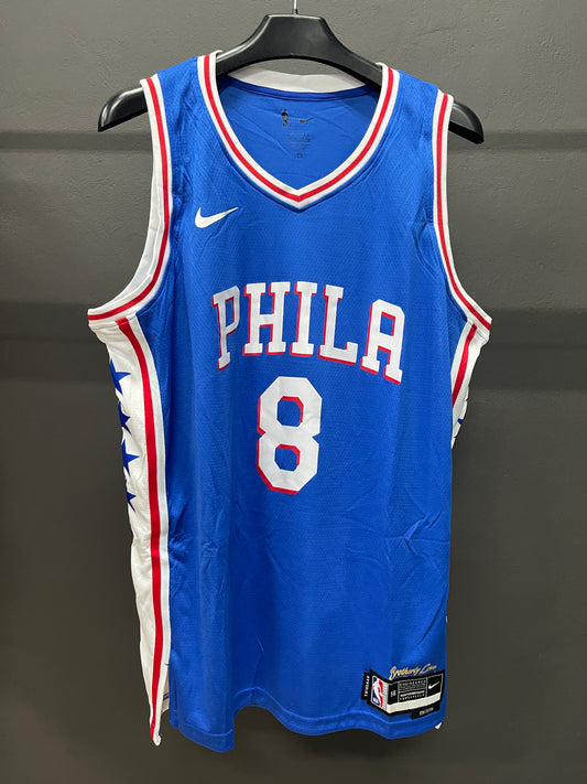 GEORGE 8 Blue Philadelphia 76ers Heat Pressed Edition NBA Jersey