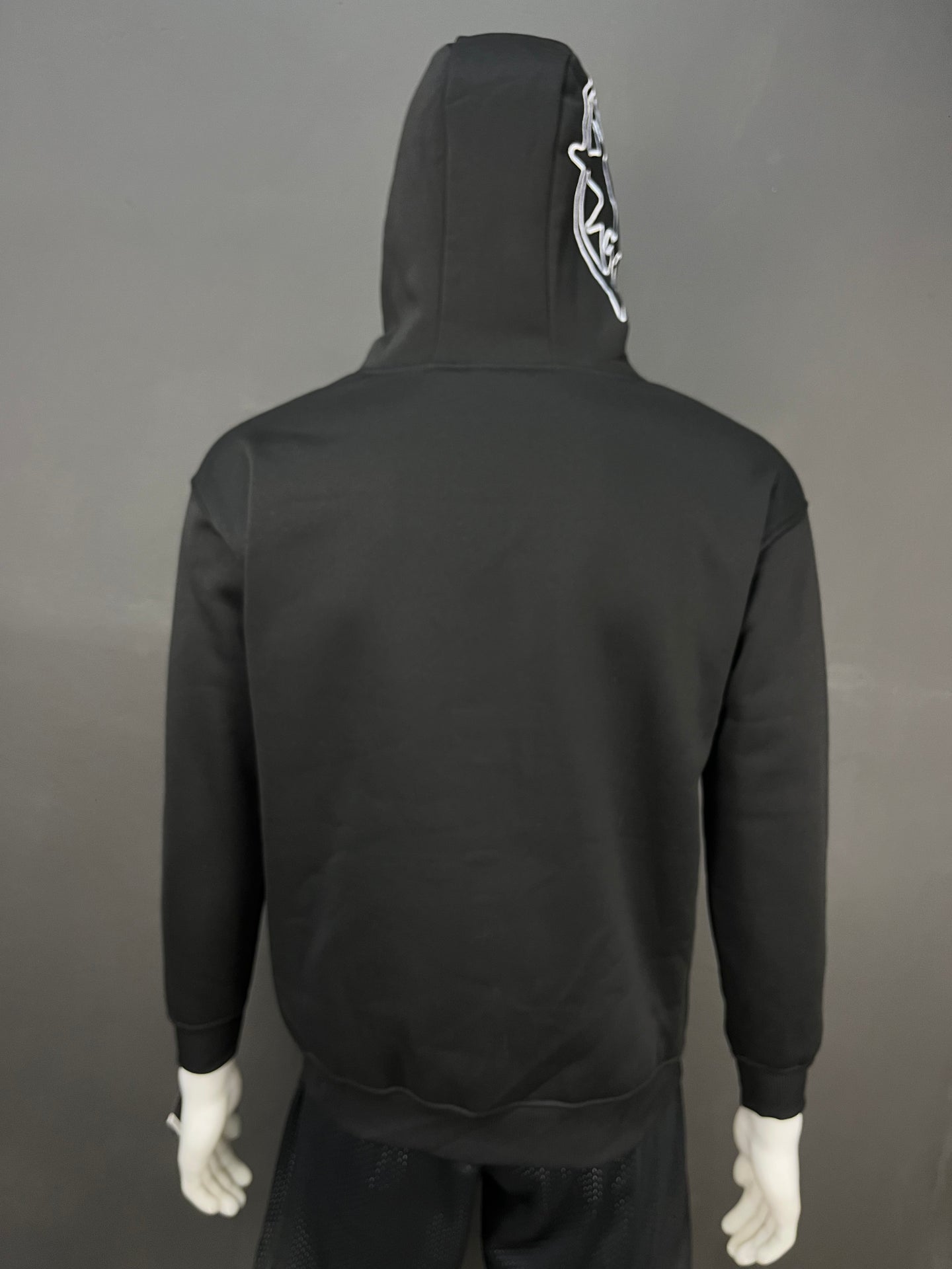 Black Full-Zip Streetwear Hoodie with Mask Hood